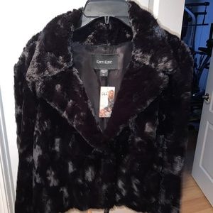 Karen Kane Black Faux Rabbit Fur, XL